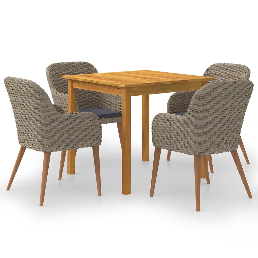 Set Mobili da Pranzo per Giardino 5 pz Marrone cod mxl 42212