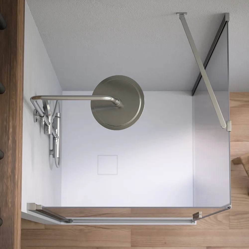 Box doccia 65x90cm con apertura a battente e parete fissa, profili cromati e vetro da 6mm trasparente h195 | Elba