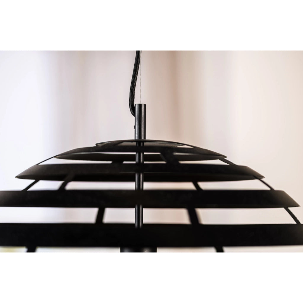 Lampada a sospensione sferica H340 nera 50 cm con lamelle