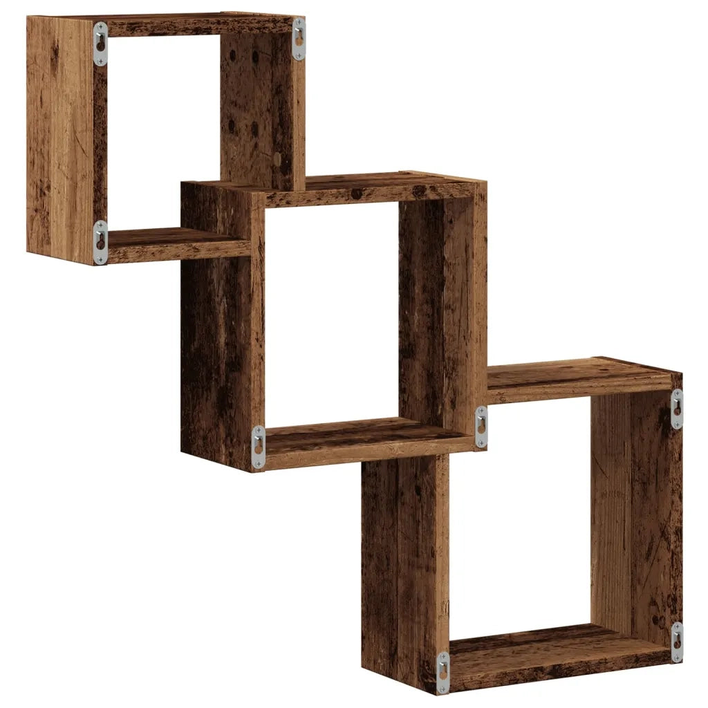 Mensole Cubo Parete | Mensola sospesa Legno Antico 68x15x68 cm Legno Multistrato