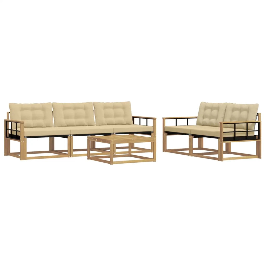 Set di divani da esterno 6 pz Bianco e Beige 3388427