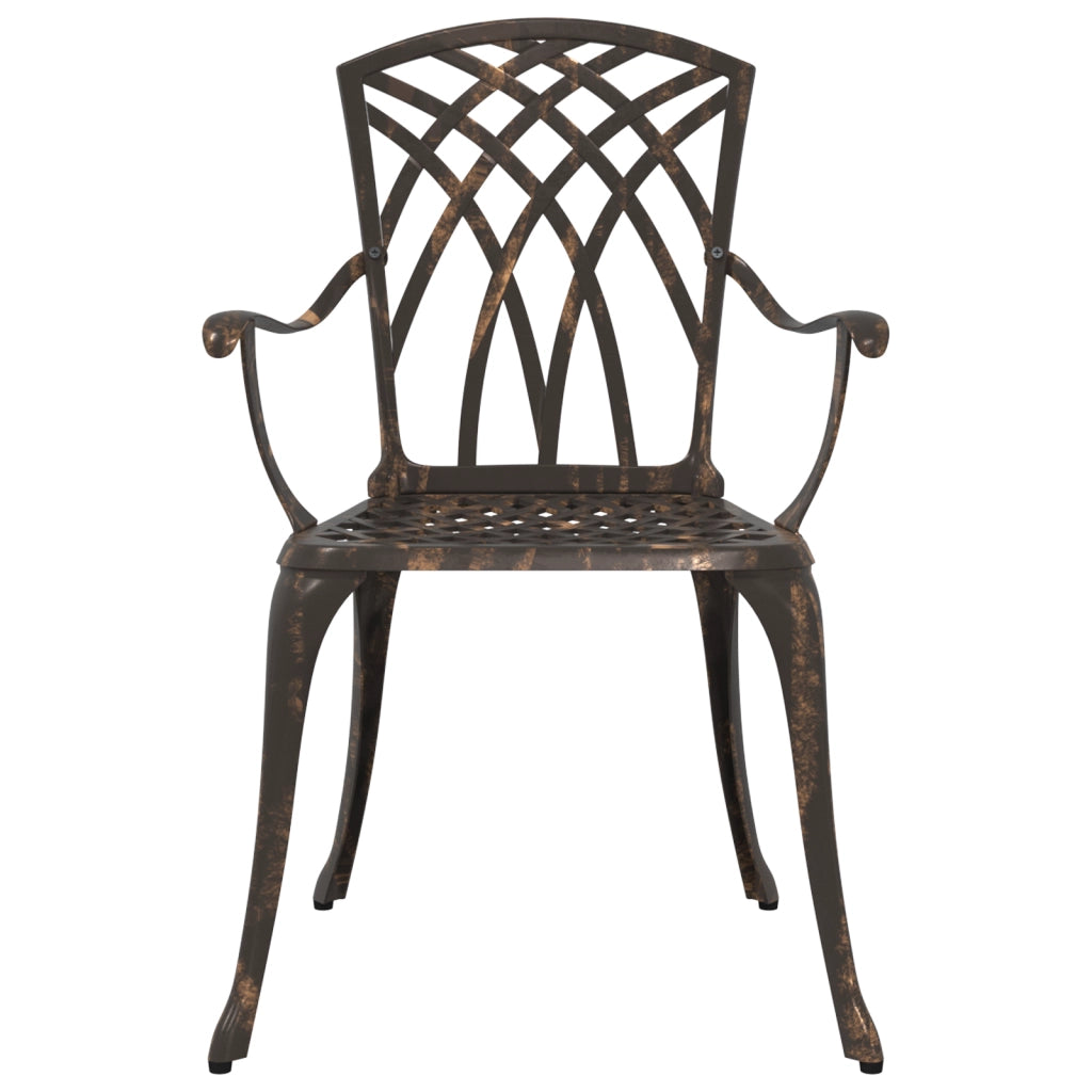Set Bistro da Giardino in 3 Pezzi in Alluminio Fuso Bronzo