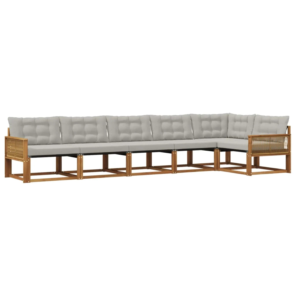 Set di divani da esterno 6 pz Naturale e Grigio Chiaro 3381459