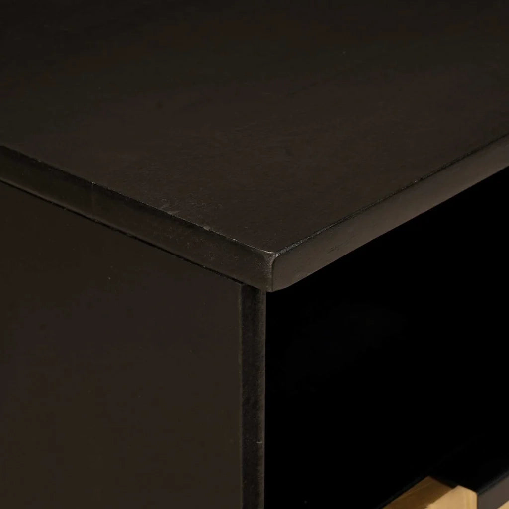 vidaXL Mobile TV Nero e Oro 100 x 33 x 46 cm legno massello di mango