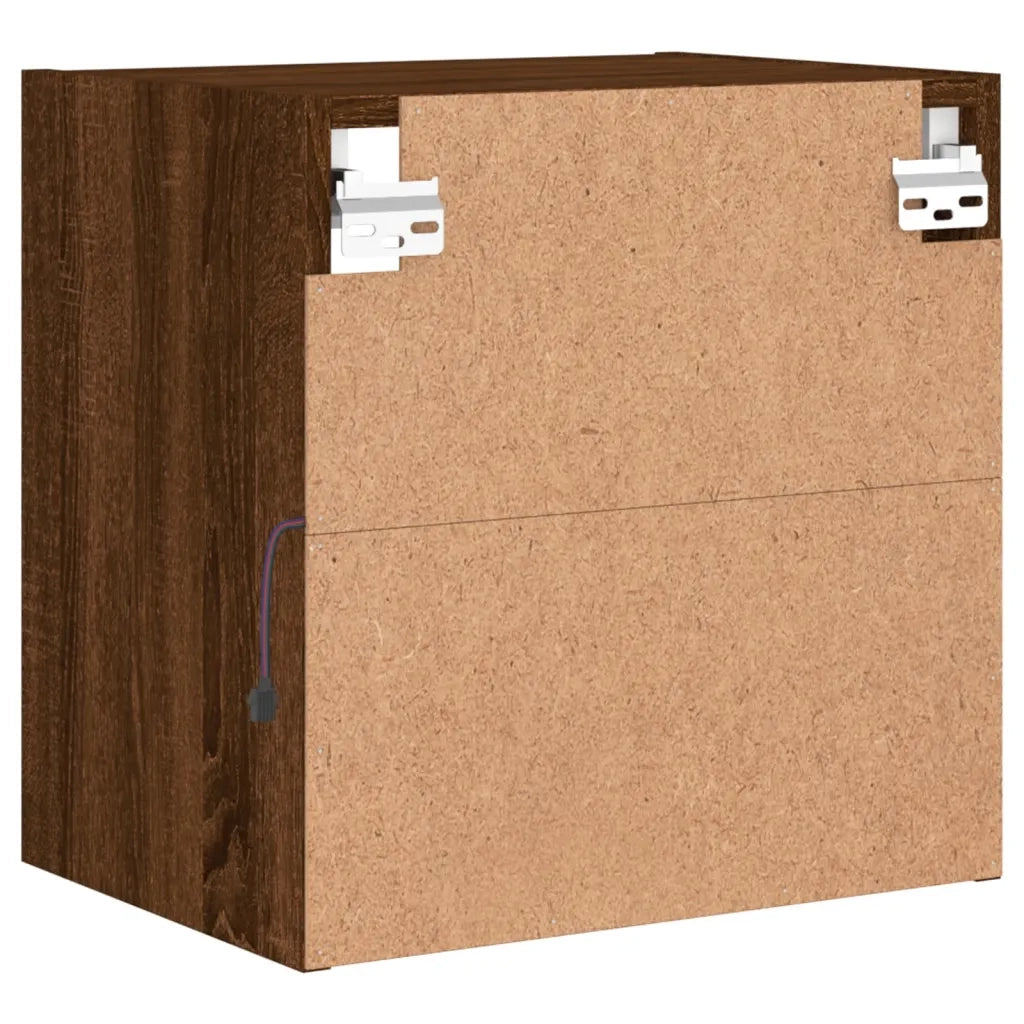 Comodino con Luci LED a Parete Rovere Marrone 837076