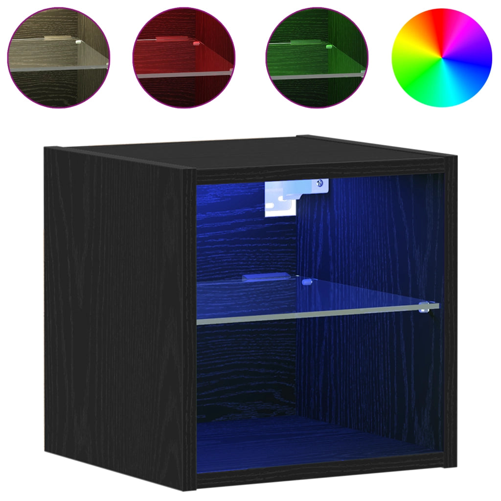 Mobile TV LED  2 pezzi Nero Rovere 30x28,5x30 cm Legno ingegnerizzato