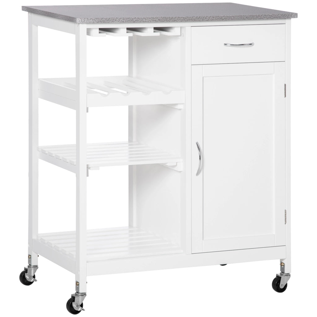 Carro da cucina con ruote ¨C zephmum ¨C bianco 76x48x88 cm