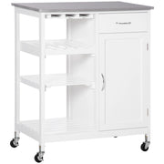 Carro da cucina con ruote ¨C zephmum ¨C bianco 76x48x88 cm