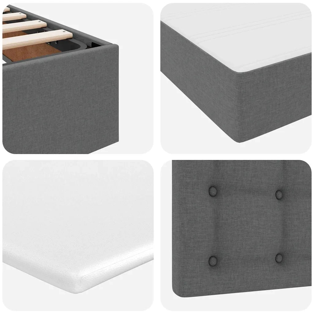 Letto con contenitore LED e materasso Grigio Scuro 90 x 200 cm