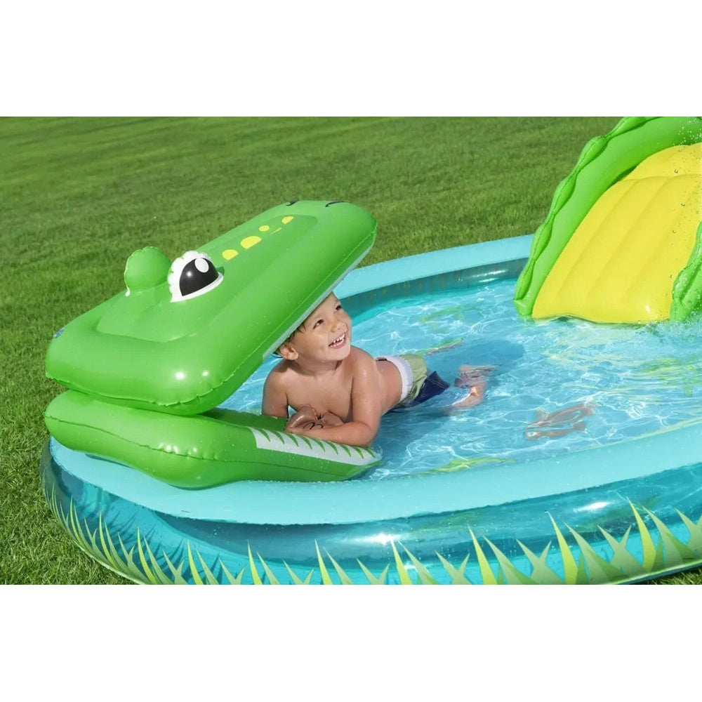 Trade Shop - Play Center Gonfiabile Crocodile Cove Piscinetta Per Bambini 224 X 181 X 72 Cm 53166 -