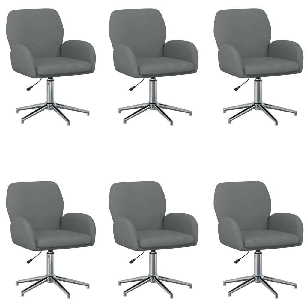 Sedie da scrivania girevoli 6 pz 54 x 58 x 90 cm Grigio Scuro 3428312
