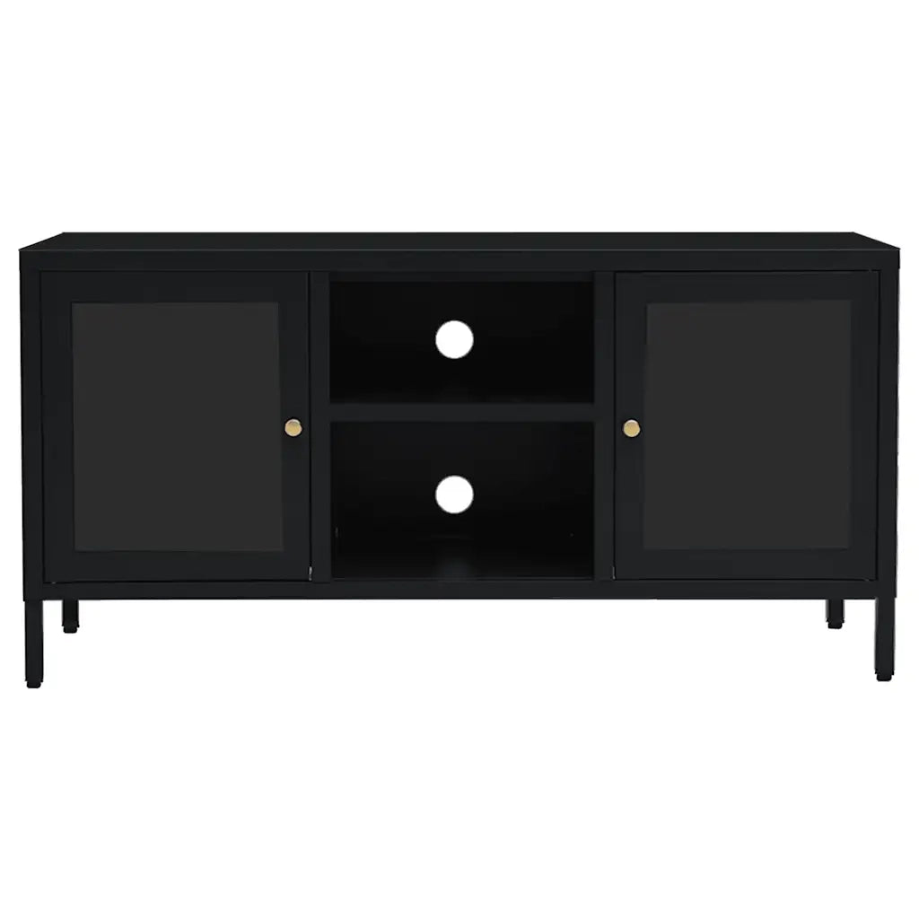 Mobile TV | Armadietto TV | Mobile Porta TV Nero 105x35x52 cm in Acciaio e Vetro