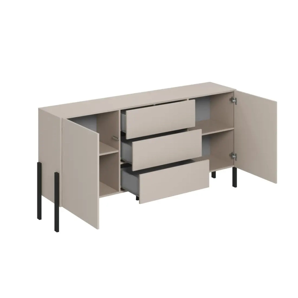 Pack salotto SALMA – buffet 2 ante & 3 cassetti e mobile TV 2 ante & 2 cassetti beige & nero opaco