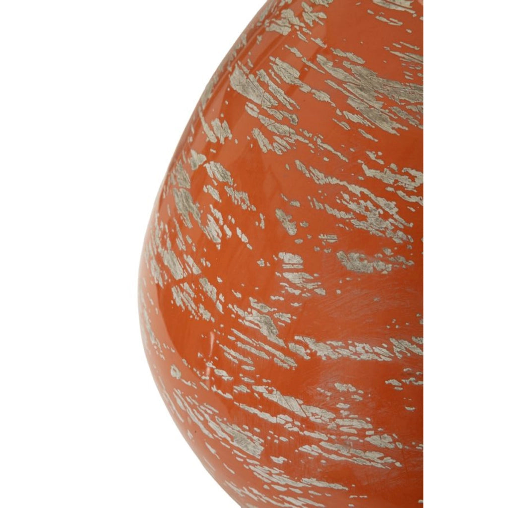 Lampada da tavolo in ceramica arancione con paralume in poliestere