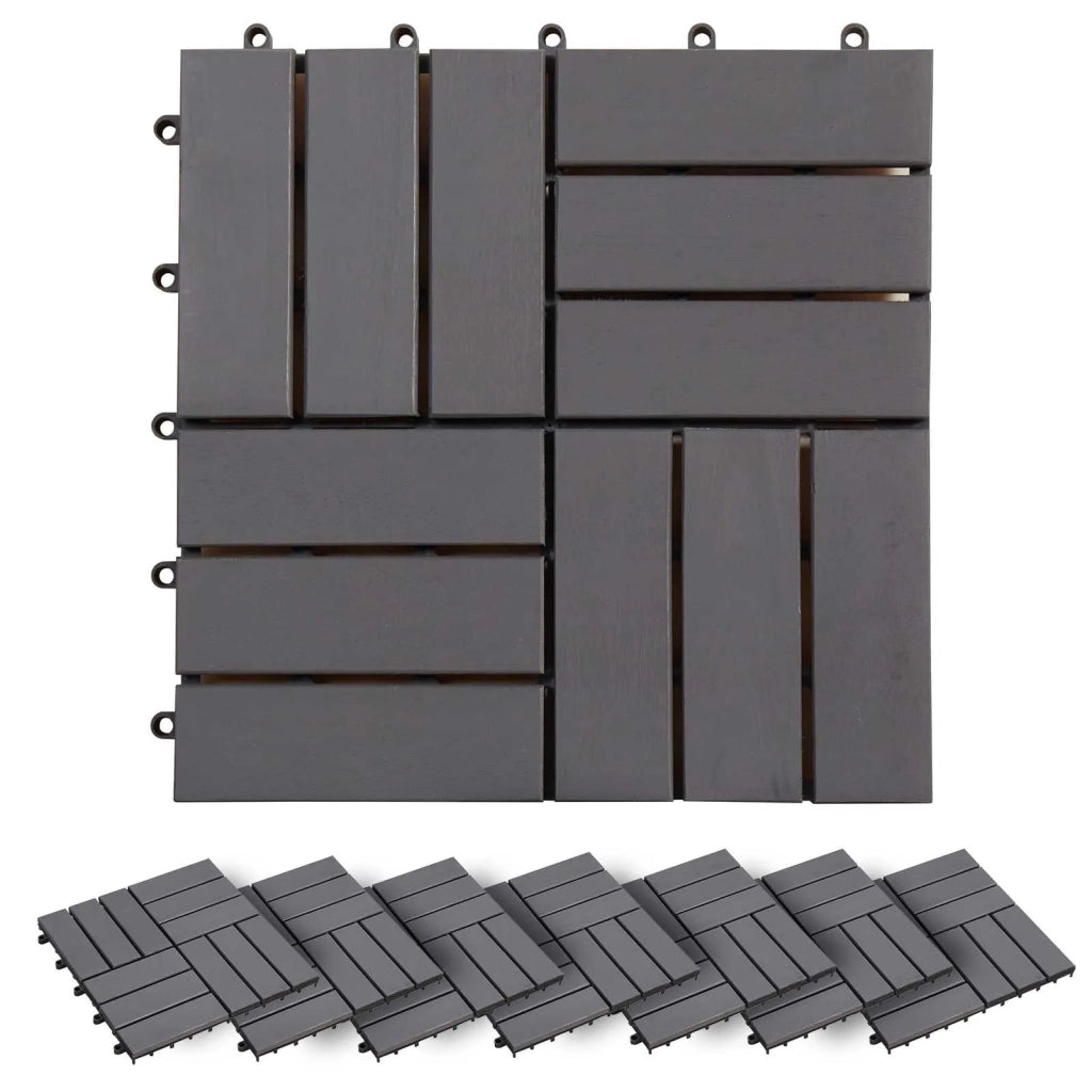 Piastrella per Decking 20 pcs Grigio 30 x 30 cm Legno di Acacia