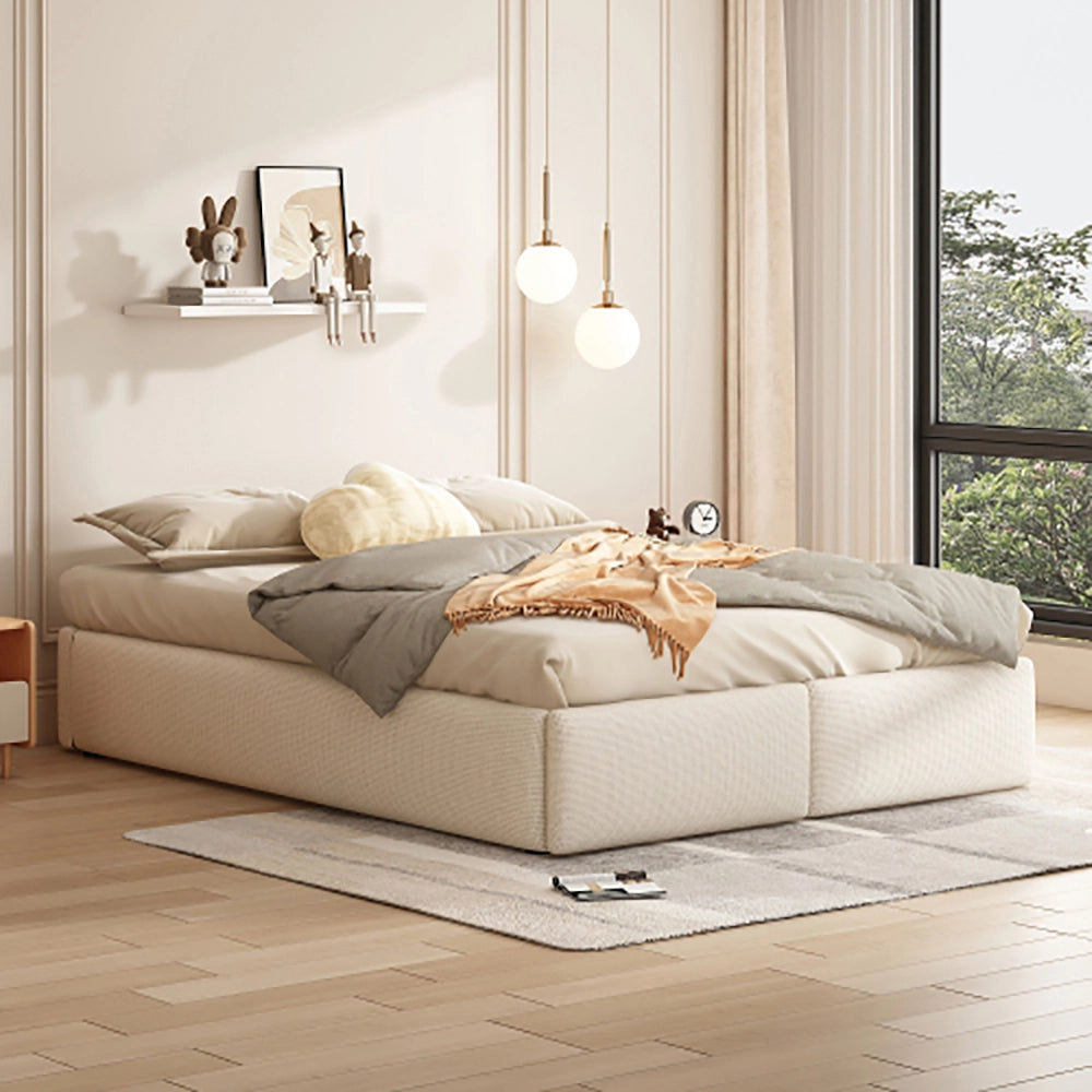 Lit capitonn?? senza testiera - Xylo - 140x200 cm - Beige - Con 2 cassetti