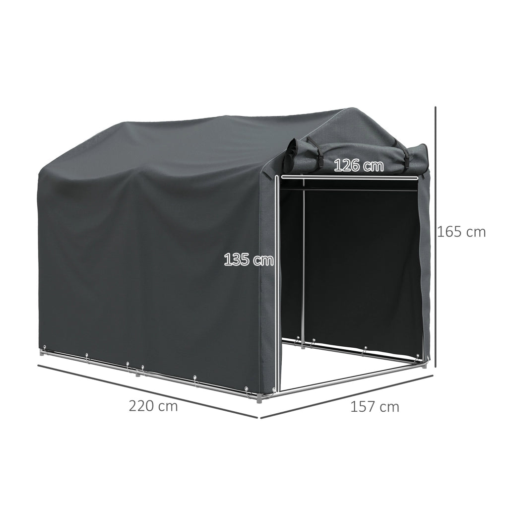 Carpa da Giardino Esterno per Biciclette e Attrezzi ¨C zephmum ¨C Grigio Scuro 2.2x1.57x1.65 m