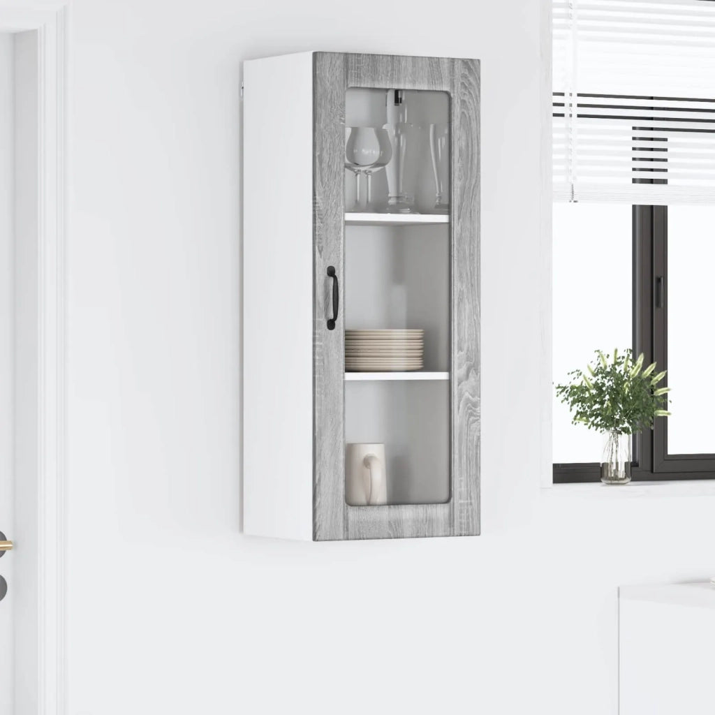 Mobile in vetro da parete LUCCA Grigio Sonoma 40 x 31 x 100 cm