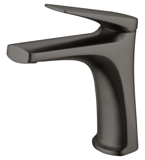 IMEX Miscelatore monocomando per lavabo in ottone finitura black gun metal con cartuccia ceramica Ø28 mm e set 2 flessibili 3-8 inclusi Altezza 168 mm Canna 123 mm Serie DELOS BDD055-1BGM