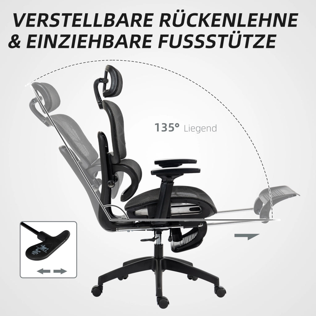 Sedia da Ufficio Ergonomica ¨C Xylo ¨C Rete Traspirante con Braccioli e Poggiatesta Regolabile Nero
