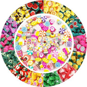 Set di 200 perle per la creazione di perline artigianali - colorate, dolci, perle di polimero, perle morbide in gomma