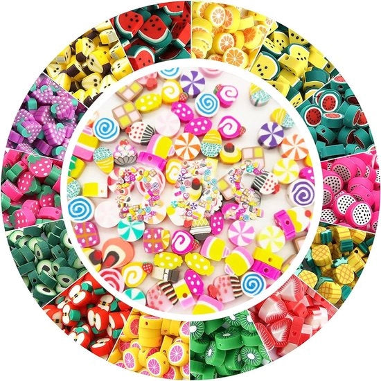 Set di 200 perle per la creazione di perline artigianali - colorate, dolci, perle di polimero, perle morbide in gomma