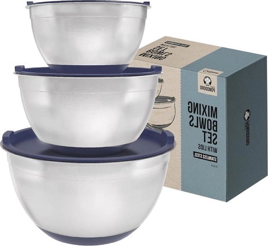 Set di contenitori in acciaio inossidabile a 3 pezzi - blu marino - base antiscivolo in silicone - capacità 14 l 28 l 47 l - contenitore a cassetta per la conservazione - cottura - cottura - 3 pezzi