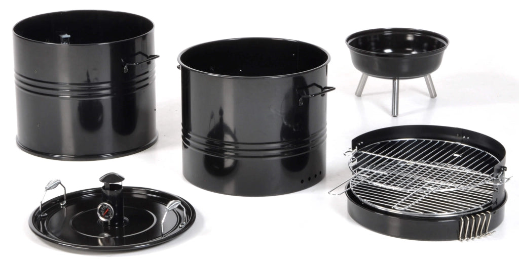 Barbecue Affumicatore a Carbone Carbonella Taddei Barrel Nero