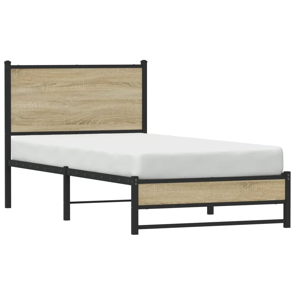 Giroletto senza Materaso in Metallo Rovere Sonoma 90x200 cm 4007879