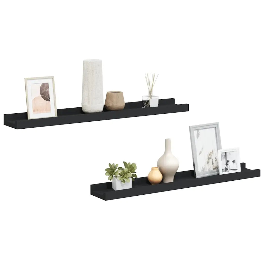 Mensole con Sporgenza 2 pz Nere 60x9x3 cm MDF cod mxl 33313
