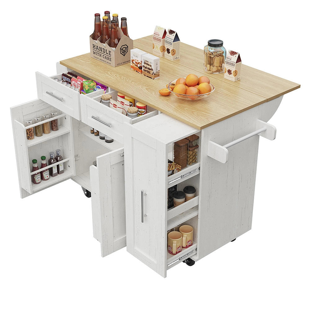 Isola cucina - Xylo - scaffali snack estensibili bianco