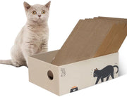 Palo per gatto, 5-pack in 1 con scatola, con cartone di cartone riciclato, sostenibile, doppio, rovesciabile, per 2 x uso, confezione di riempimento per gatti per interni, marrone