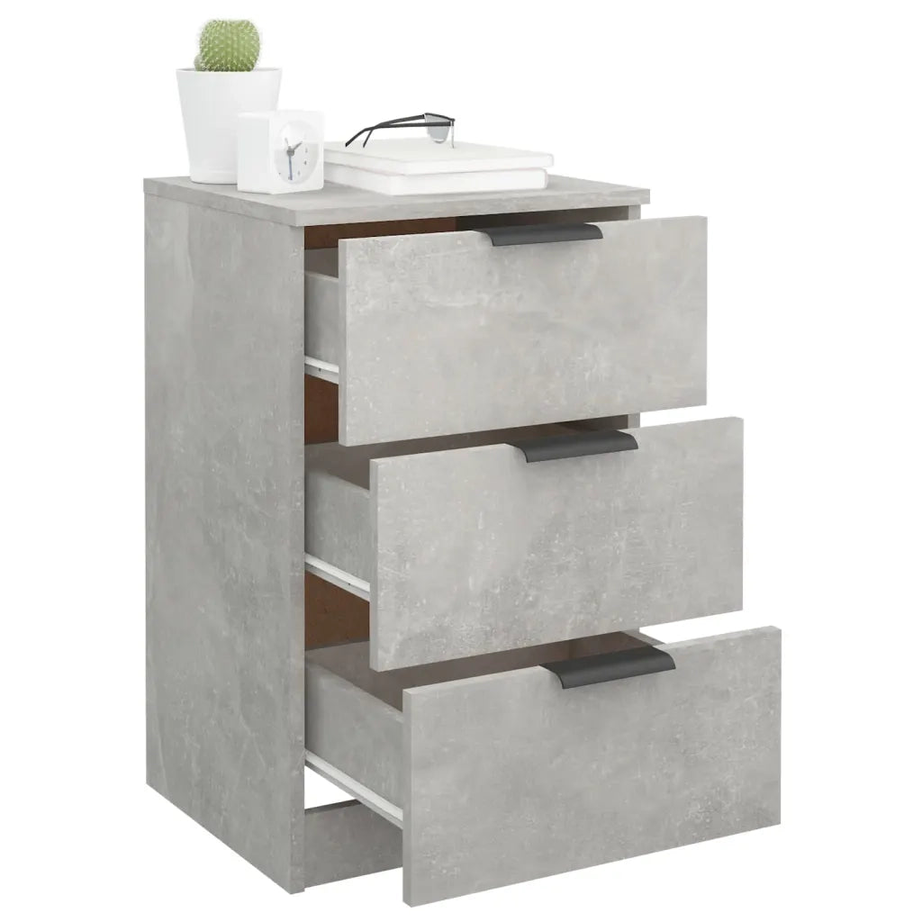 Set di 2 Comodini | Armadio da Notte | Mobiletto da notte Grigio Cemento 40x36x65 cm