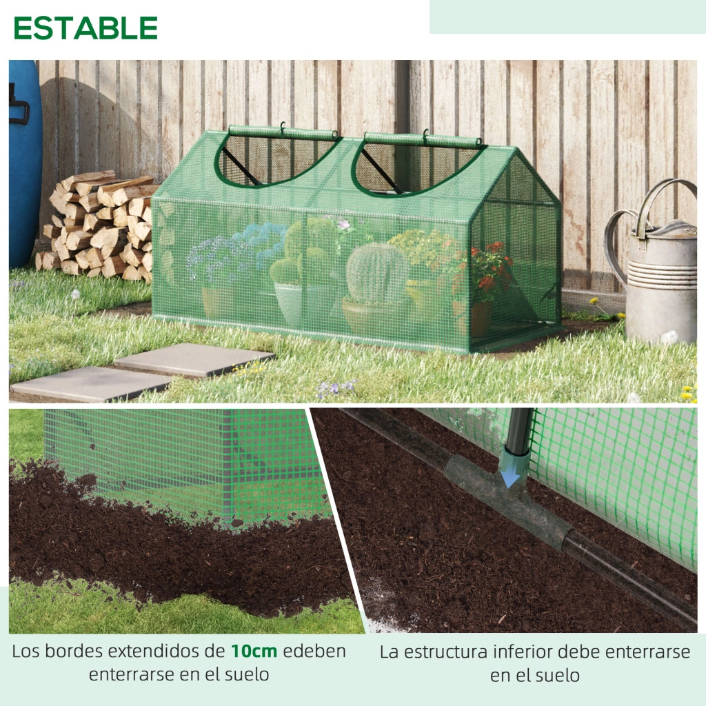 Serra da Giardino ¨C zephmum ¨C 120x60x60 cm Verde con 2 Finestre a Rullo