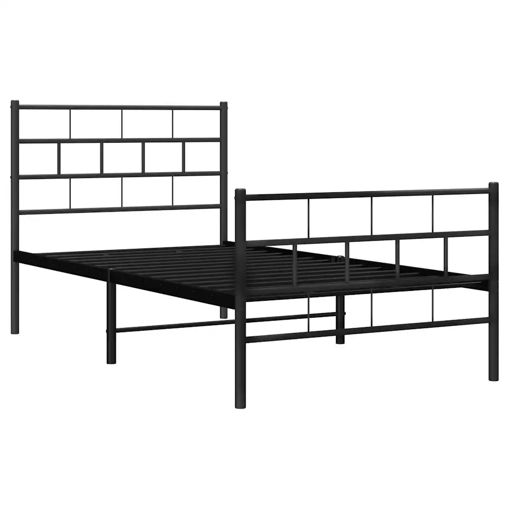Giroletto con Testiera e Pediera-Struttura Letto Metallo Nero 100x200 cm 591309