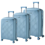 Set di 3 valigie rigide blu Materiale sintetico Lucchetto TSA in ferro Ruote silenziose Cerniera antifurto 3 misure stile Moderno