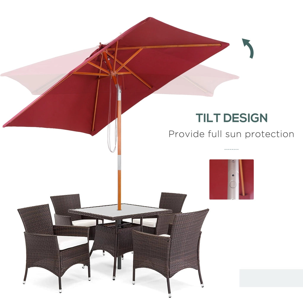 Balcone a sbalzo in legno di abete regolabile a 3 stadi rosso vino 200x150x230cm per giardino e terrazza
