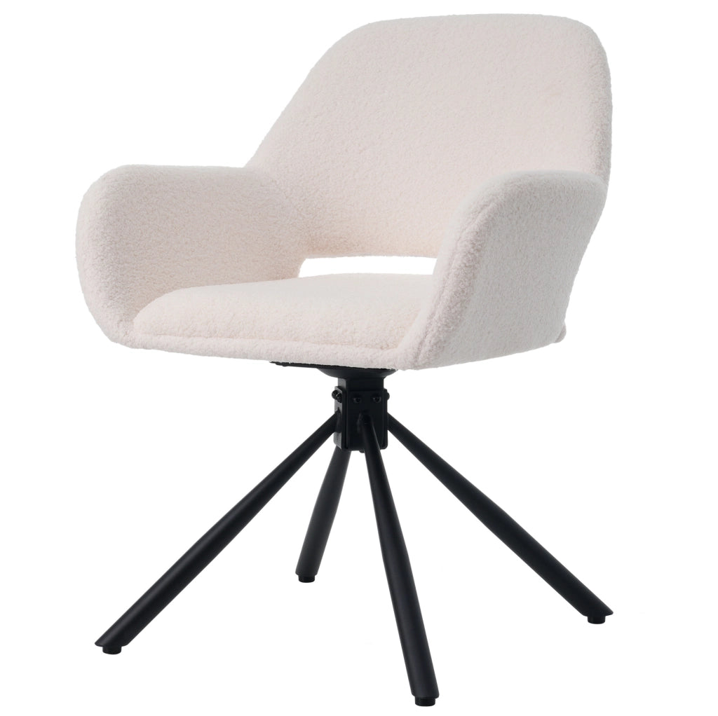 Set 2 sedie girevoli con braccioli in sherpa bianco
