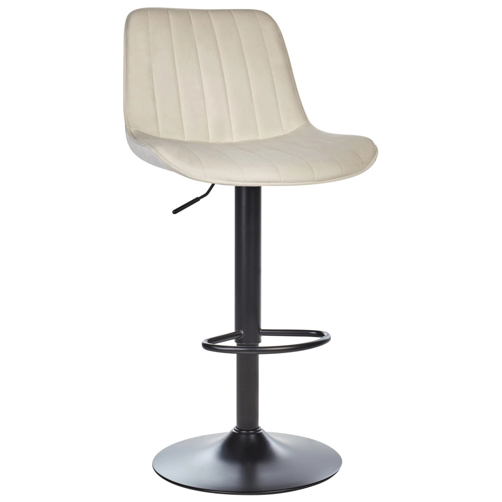 Set di 2 sedie da bar in velluto beige chiaro gambe in acciaio nero senza braccioli set da pranzo salotto soggiorno moderno