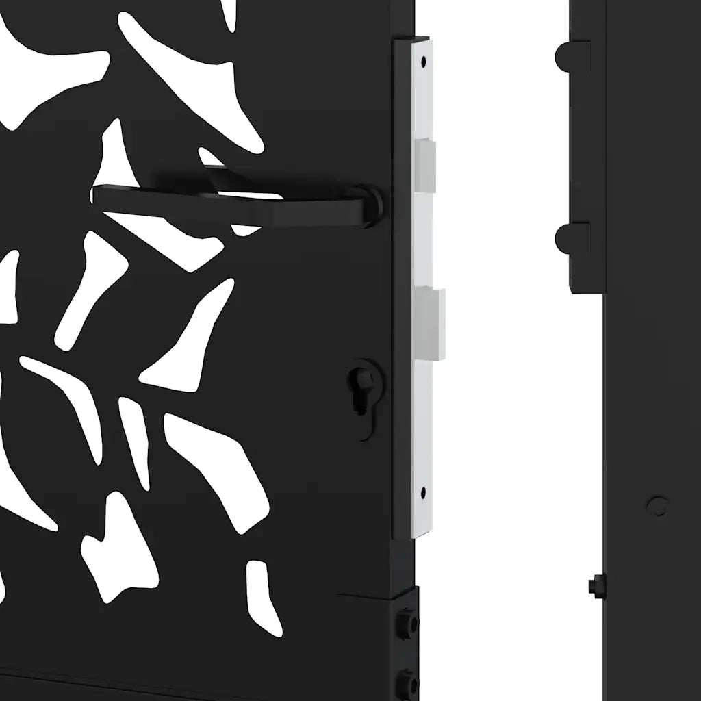 Cancello Giardino Nero 105x180 cm in Acciaio Design a Foglia