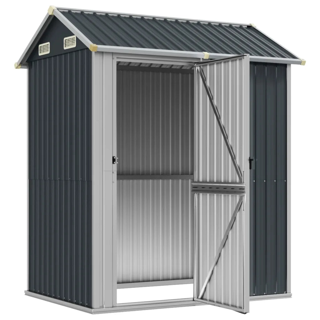 Casetta da giardino antracite 192x152,5x237 cm in acciaio zincato 364531