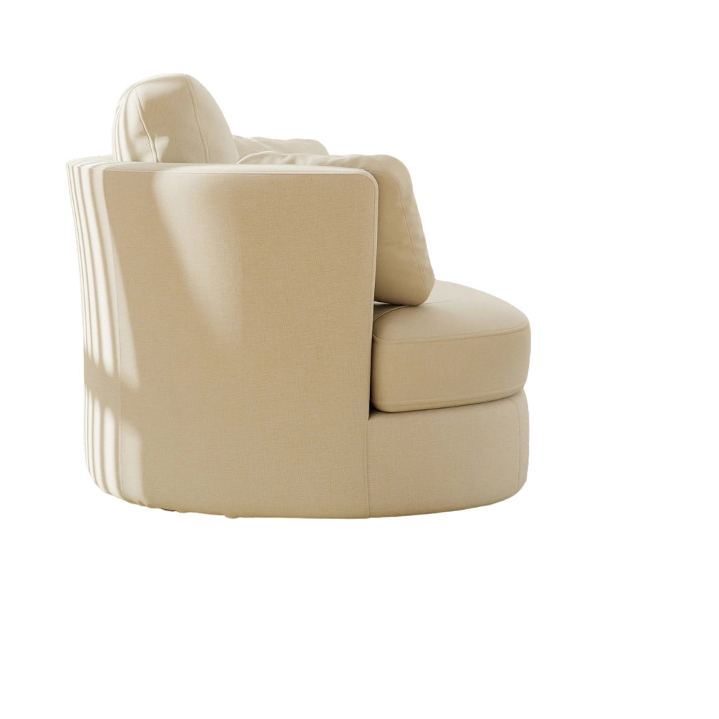Poltrona XXL in Tessuto Boucl¨¦ ¨C Xylo ¨C Beige, con Cuscini, per Soggiorno e Camera