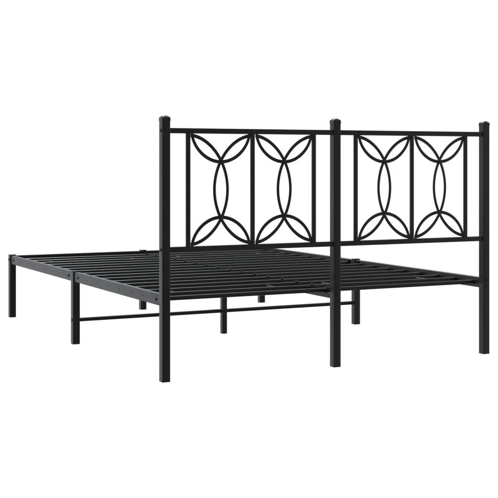 Giroletto con Testiera-Struttura Letto con testiera in Metallo Nero 140x190 cm 384137