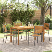 Set da Pranzo per Giardino  5 Pezzi Grigio Polyrattan Acacia