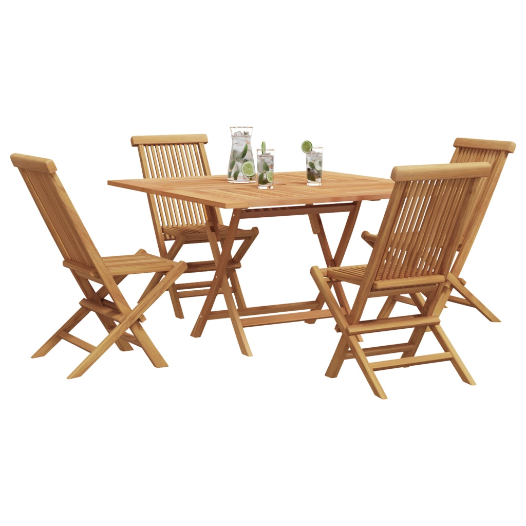 Set da Pranzo da Giardino 5 Pezzi in Legno Massello di Teak