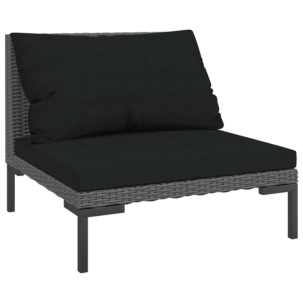 Divano da esterno-Divani da Giardino 2pz con Cuscini in Polyrattan Mezzo Tondo 484620