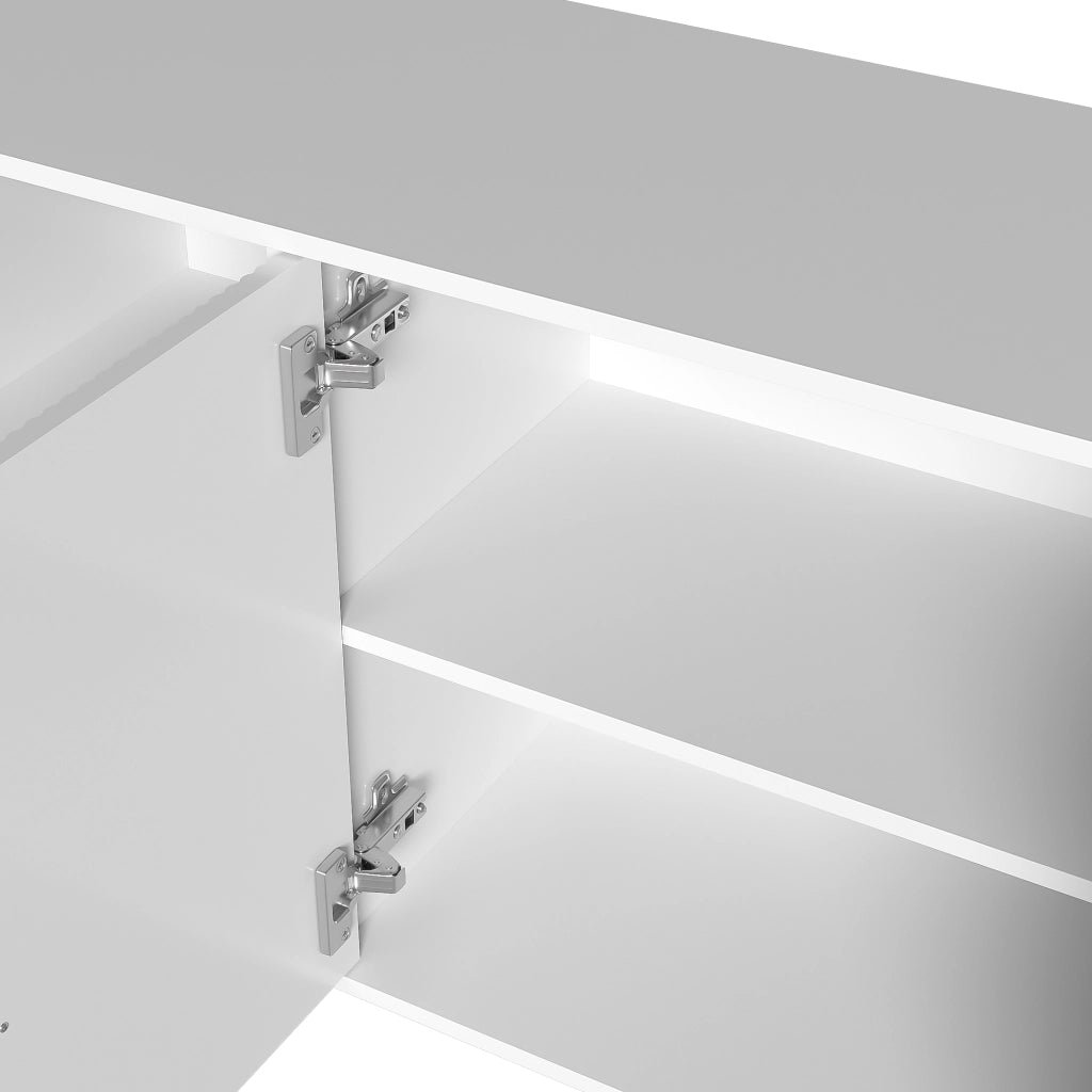 Credenza Moderna ¨C MINIMAL ¨C Bianco Lucido, 4 Ante, Maniglie Dorate, 150cm