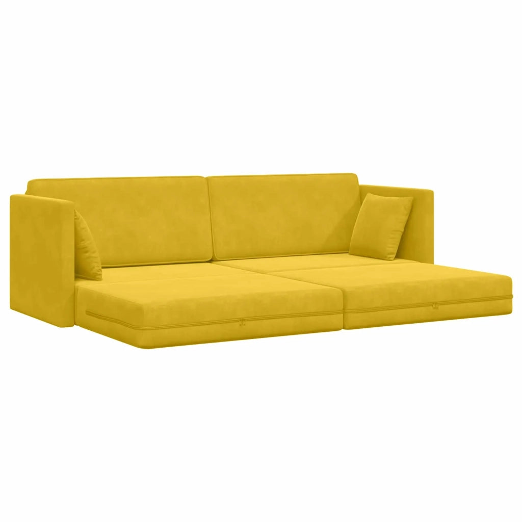 Divano-letto da pavimento Giallo 213 x 70 x 77 cm Velluto 4106731
