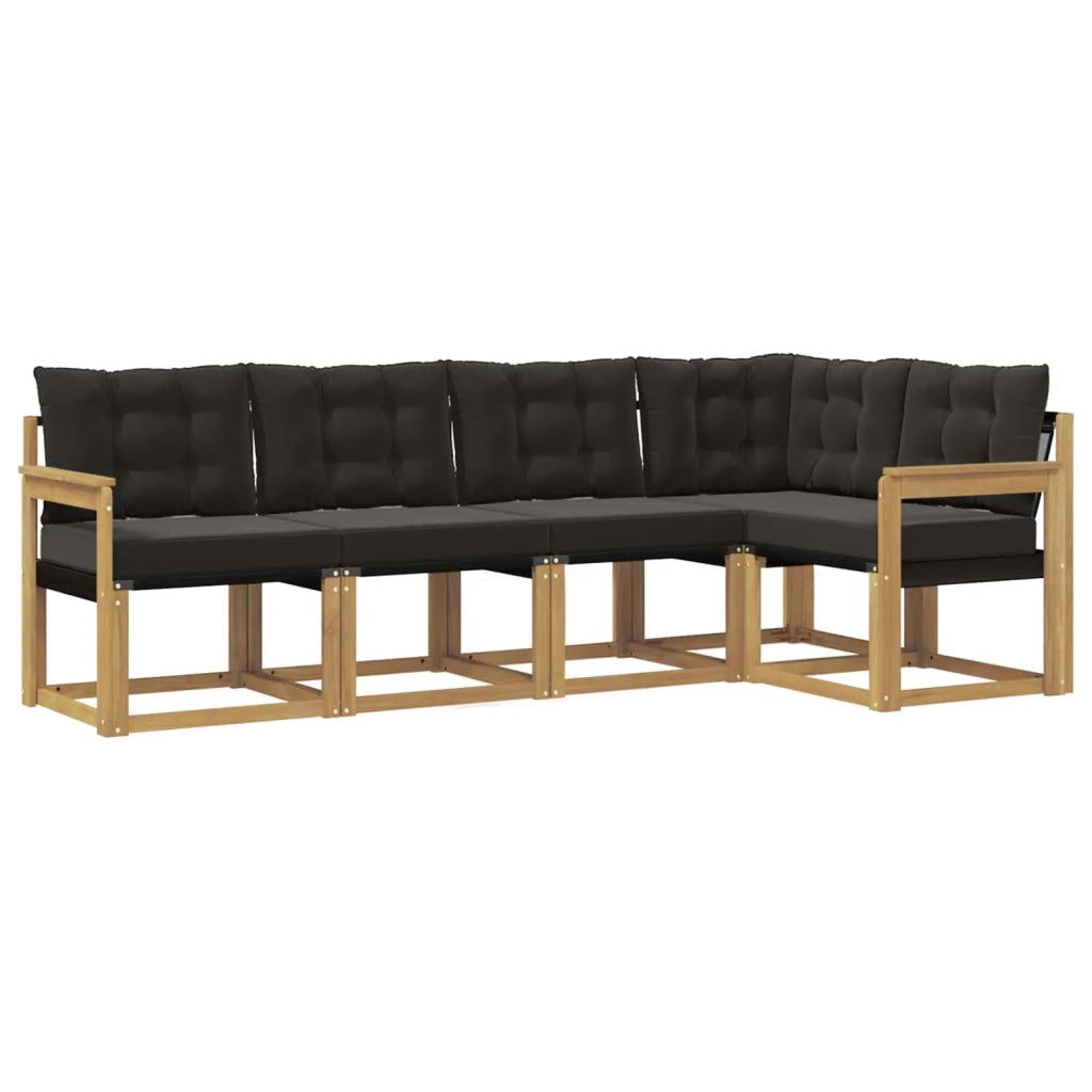 Set di divani da esterno con cuscino 5 pcs Bianco e Nero