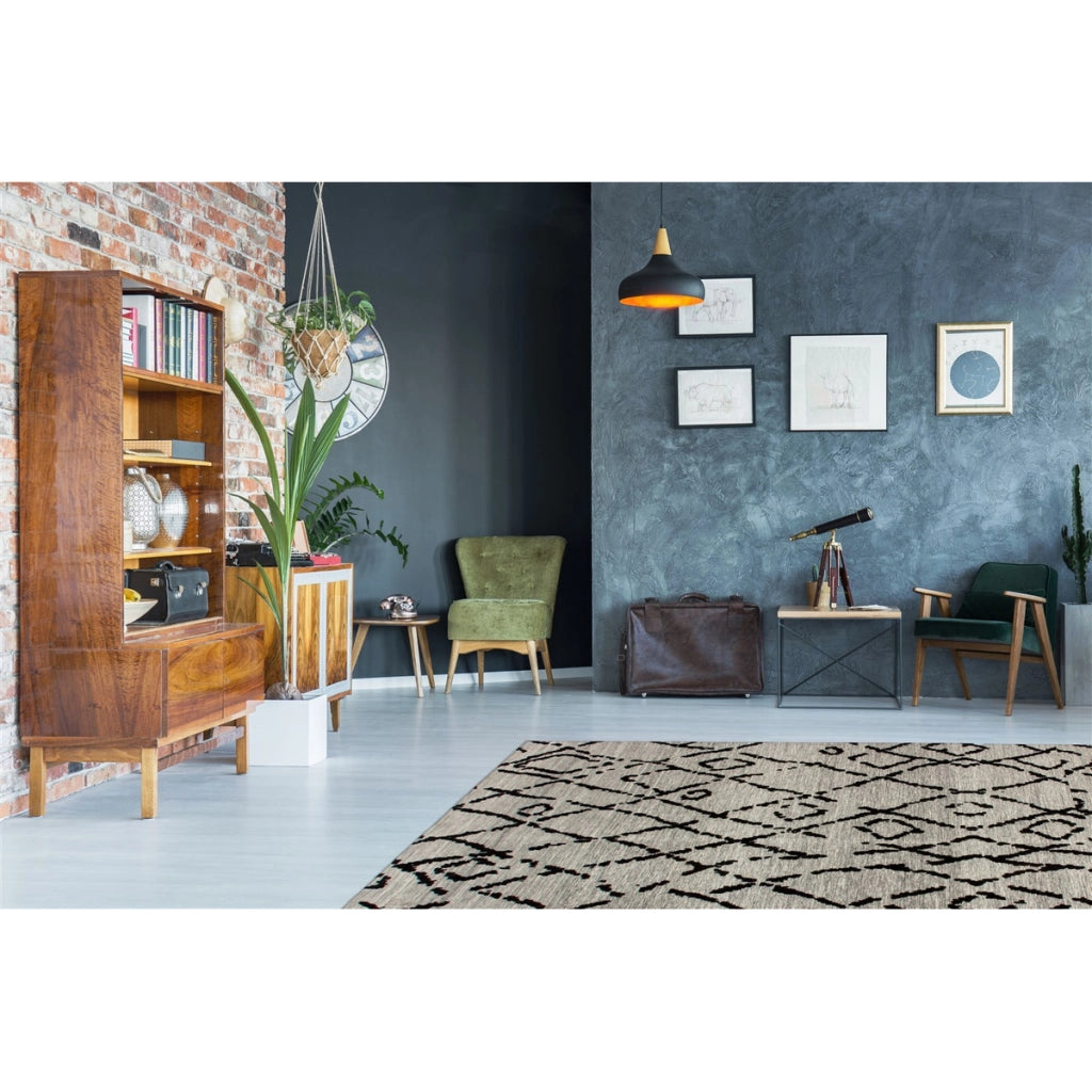 Tappeto Jacquard River 100 in Cotone Grigio e Nero
